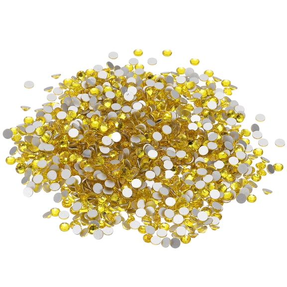 Uxcell 1440Pcs Glass Diamante Rhinestone, Man Made Gems Yellow 3.8-4 mm
