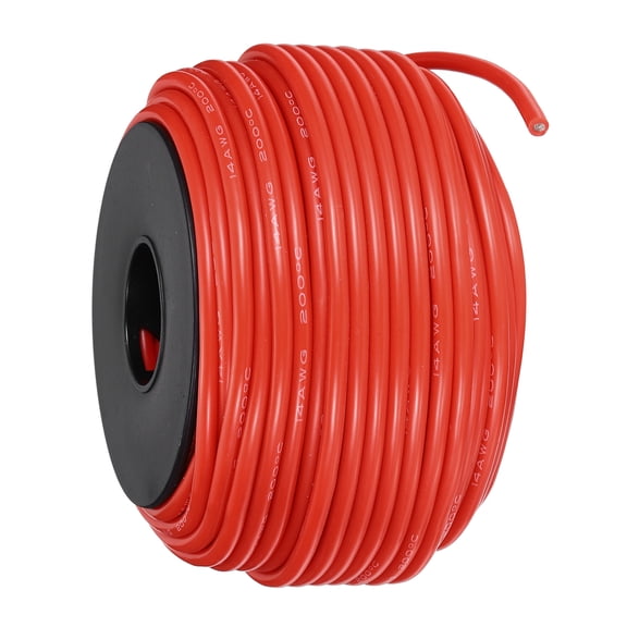 Uxcell 14 AWG Flexible Silicone Wire 30.5m/100ft Tinned Copper Electrical Wire Red