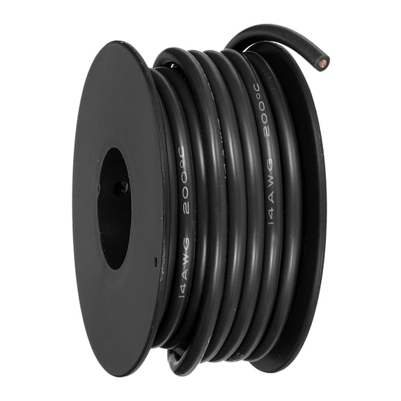 Uxcell 14 AWG Flexible Silicone Wire 6m/20ft Tinned Copper Electrical Wire Black