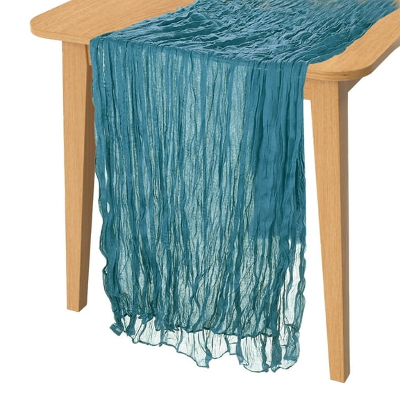 Uxcell 14 Feet Cheesecloth Table Runner Long Bohemia Gauze Cheese Cloth Teal Blue