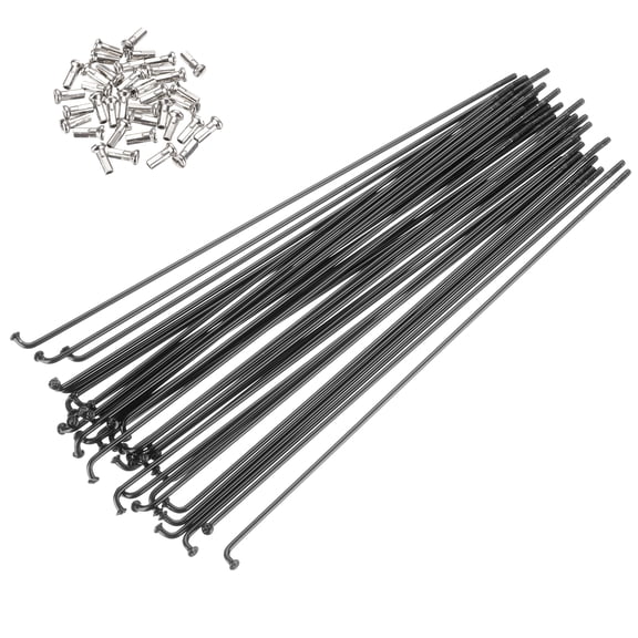 Uxcell 14G Bicycle Spokes, Stainless Steel J Bend 2mm MTB Spokes with Brass Nipples for Road Bikes Black 6.69 in