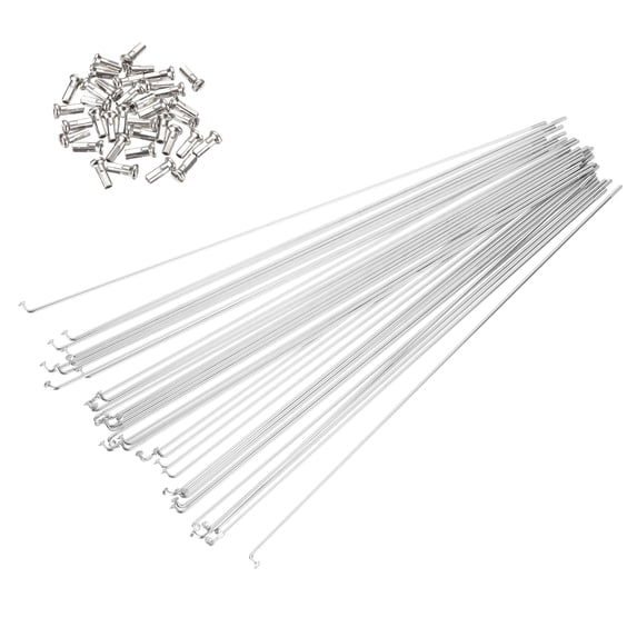 Uxcell 14G Bicycle Spokes, Stainless Steel J Bend 2mm MTB Spokes with Brass Nipples for Road Bikes Silver 11.34 in