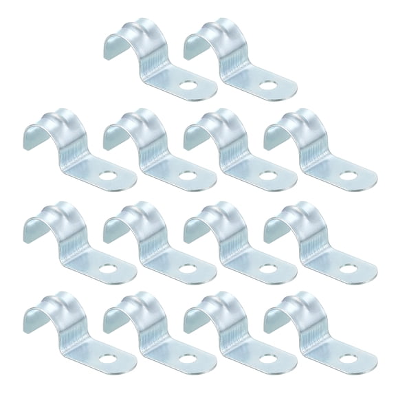 Uxcell 14Pack 1 Hole Pipe Strap, Fit M16 (5/8") Tube OD, Zinc Plated Iron Conduit Clamp Reinforced Rib for Pipe, Cable