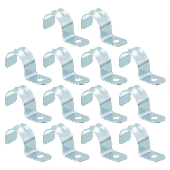 Uxcell 14Pack 1 Hole Pipe Strap, Fit M22 (7/8") Tube OD, Zinc Plated Iron Conduit Clamp Reinforced Rib for Pipe, Cable