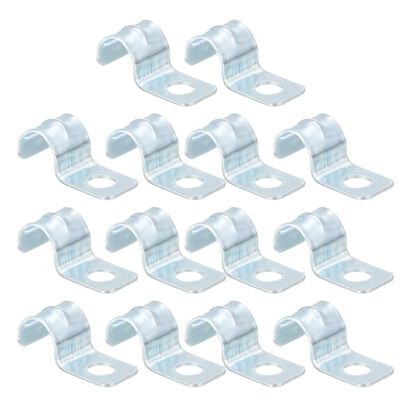 Uxcell 14Pack 1 Hole Pipe Strap, Fit M8 (1/3") Tube OD, Zinc Plated Iron Conduit Clamp Reinforced Rib for Pipe, Cable