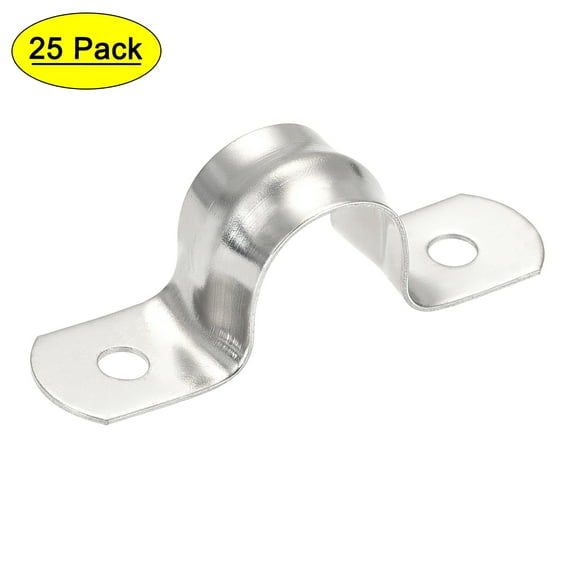 Uxcell 14mm(0.55") 201 Stainless Steel 2 Holes Rigid Pipe Strap Tension Tube Clamp 25 Pack