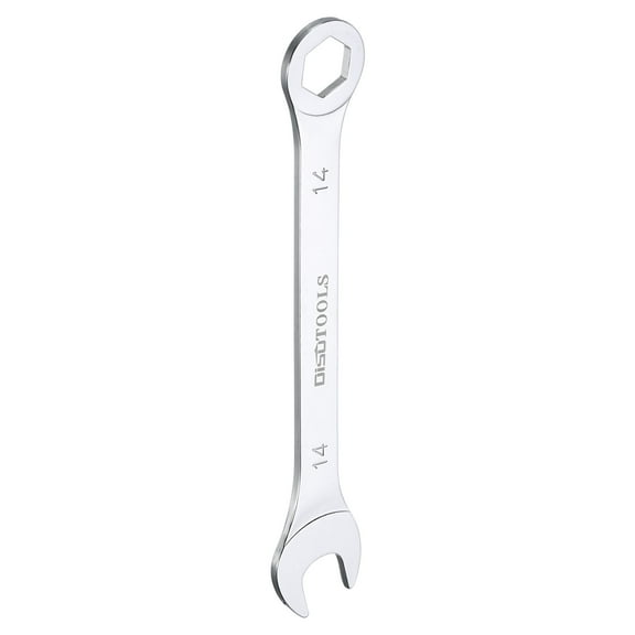 Uxcell 14mm 6-Point Thin Combination Wrench Double Ended Box and Open End Chrome Plated Steel, Silver