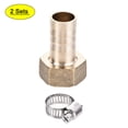 thumbnail image 1 of Uxcell 14mm Barbed x G1/2 Female Barb Hose Fitting Brass with Hose Clamp 2Set, 1 of 6