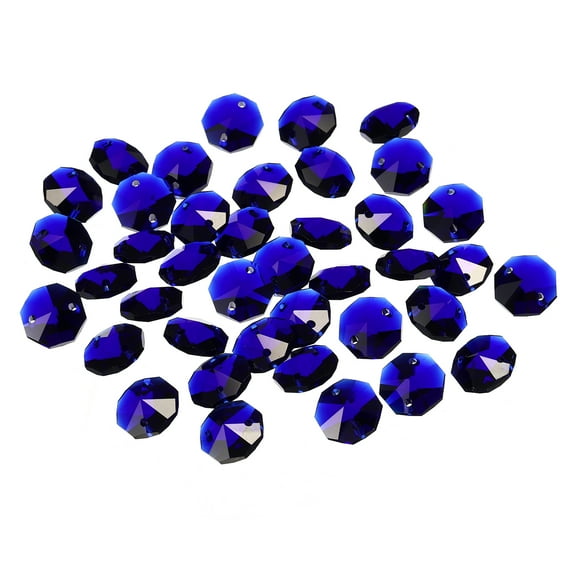 Uxcell 14mm Crystal Octagon Beads Chandelier Hanging Beads Black Blue 40 Pack