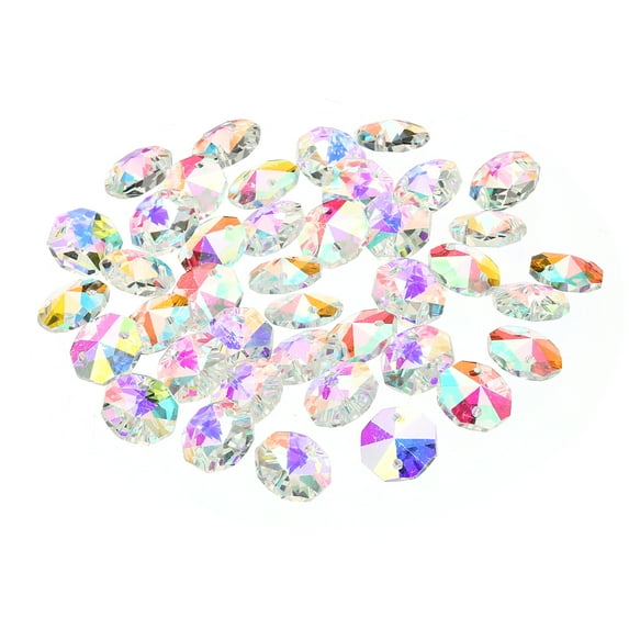 Uxcell 14mm Crystal Octagon Beads Chandelier Hanging Beads Rainbow Color 40 Pack