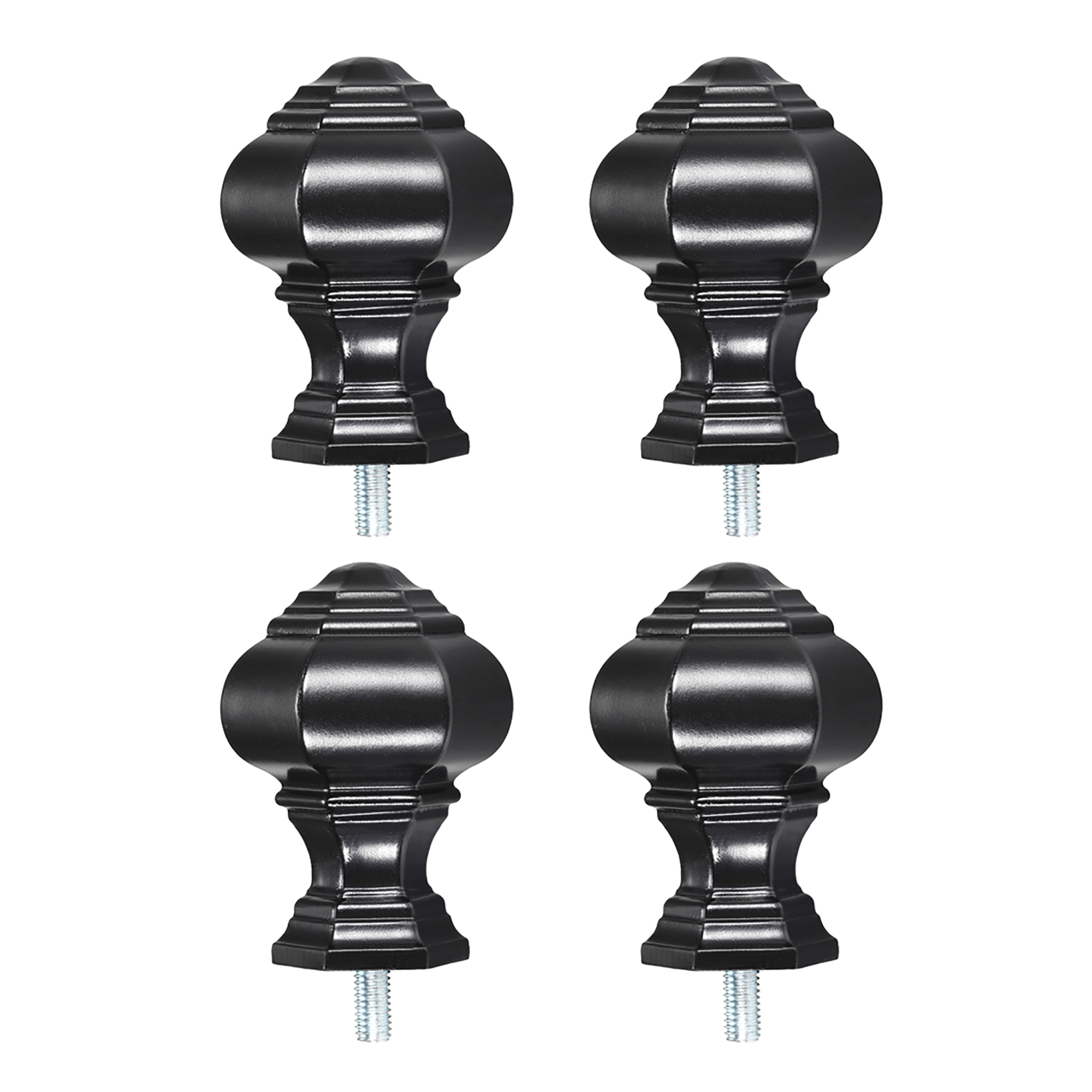 Uxcell 14mm Dia Curtain Rod Finials Plastic Black 4Pack - image 1 of 7