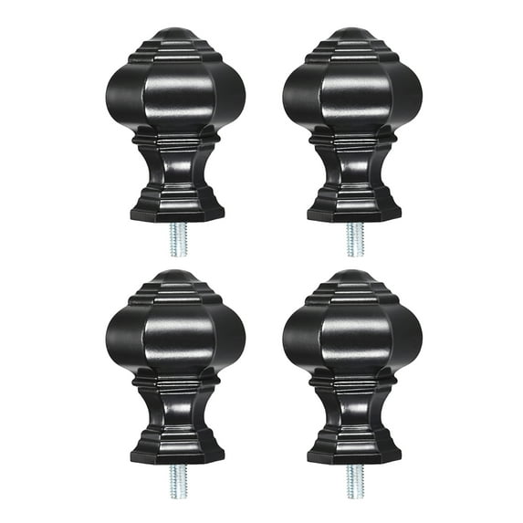 Uxcell 14mm Dia Curtain Rod Finials Plastic Black 4Pack