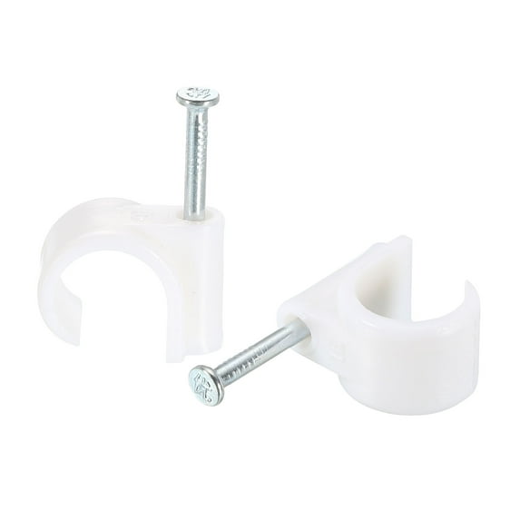 Uxcell 14mm Dia White Round Cable Clips with Steel Nail 24 Pack