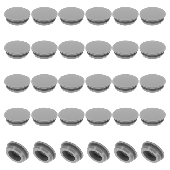 Uxcell 14mm Diameter Silicone Round Snap, 30 Pcs in Type Locking Furniture Hole Plug Protective Cover, Grey