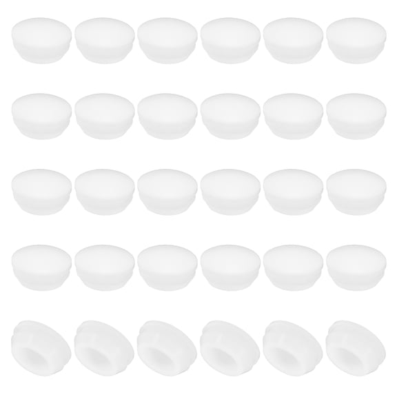 Uxcell 14mm Diameter Silicone Round Snap, 30 Pcs in Type Locking Furniture Hole Plug Protective Cover, White