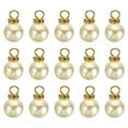 thumbnail image 1 of Uxcell 14mm Faux Pearl Pendants Drops, 100 Pack Round Imitation Pearl Beads with Rhinestone, Golden Beige, 1 of 6
