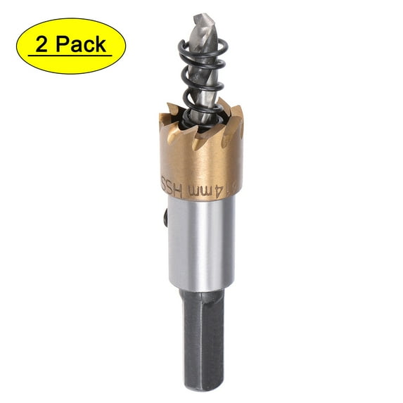 Uxcell HSS Hole Saw Drill Bit Cutter Titanium Plated for Stainless Steel Metal 14mm
