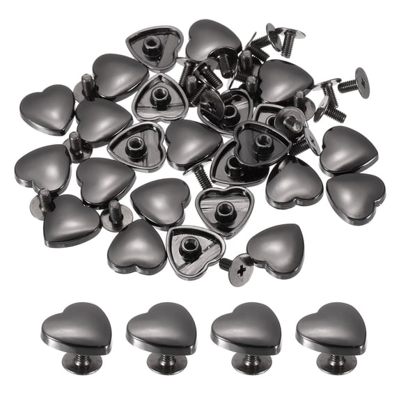 Uxcell 14mm Heart Rivets, 24 Sets Leather Rivets Studs Rivets Double Cap Spikes Rivet for Leather Crafting for Decor Repair DIY Clothing Belts Bags Shoes, Black