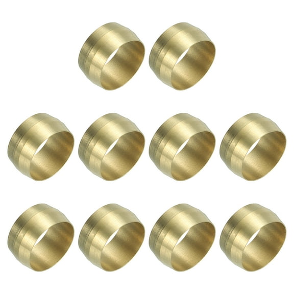 Uxcell 14mm ID Brass Compression Sleeve Ferrules, Brass Compression Fittings Brass Compression Assortment Kit, 10 Pcs
