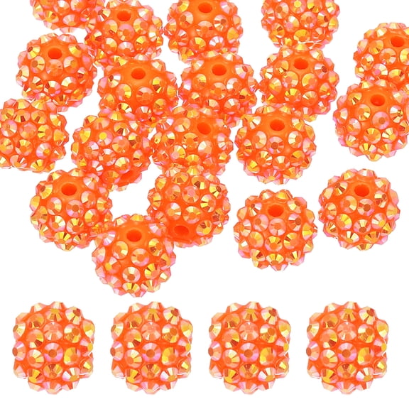 Uxcell 14mm Resin Rhinestone Clay Beads for Jewelry Making, 20 Pack, Orange