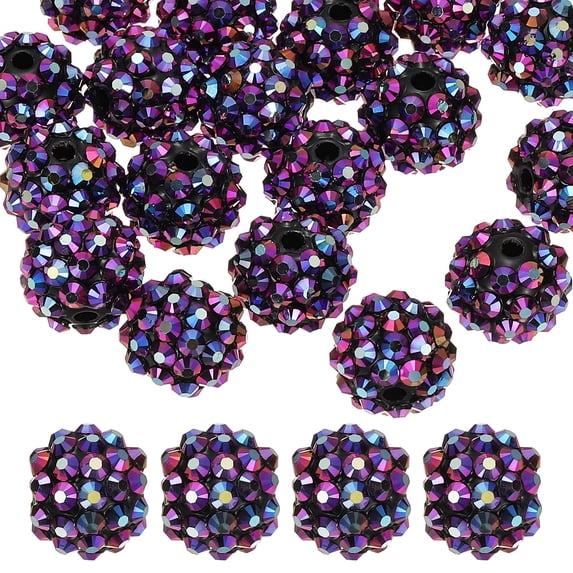 Uxcell 14mm Resin Rhinestone Clay Beads for Jewelry Making, 20 Pack, Purple Red