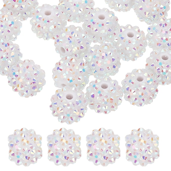Uxcell 14mm Resin Rhinestone Clay Beads for Jewelry Making, 20 Pack, White