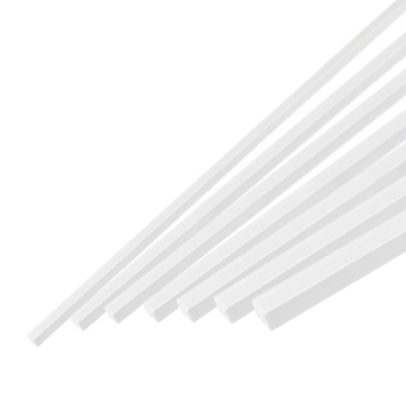 Uxcell 14pcs ABS Square Rod, Diameter 1mm to 6mm, Length 500mm, ABS Plastic Stick Solid Bar, White Rods Assortment Kit
