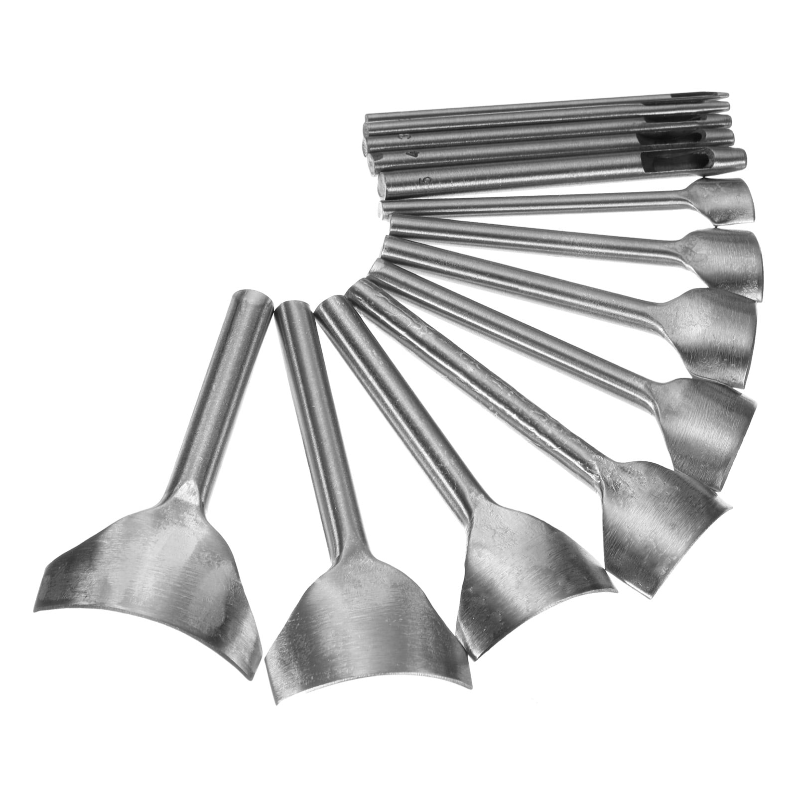 Uxcell 14pcs Leather Cutter Punch 10mm-50mm Arc-Shaped 1mm-5mm Carbon Steel Strap Punch Tool for Crafting Belt Wallet