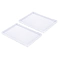 thumbnail image 1 of Uxcell 14x10" Fast Food Tray, 2 Pack Plastic Reusable Multi-Purpose Rectangle Serving Tray Wood Texture White, 1 of 5