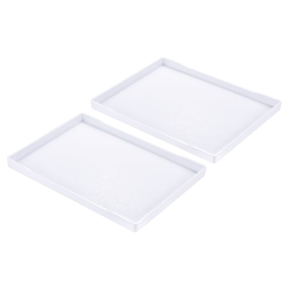Uxcell 14x10" Fast Food Tray, 2 Pack Plastic Reusable Multi-Purpose Rectangle Serving Tray Wood Texture White