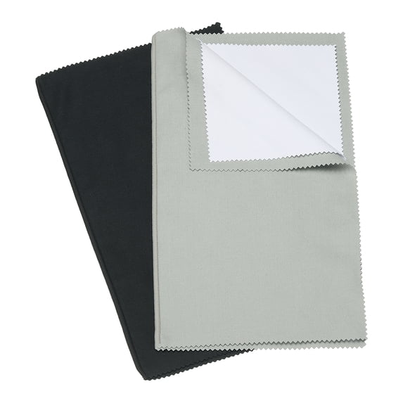 Uxcell 14x12" Large Jewelry Cleaning Cloth, 2 Pcs Double-Sided Multi-Layer Cotton Polishing Cloth for Silver Gold Brass Jewelry, Black/White, Gray/White