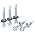 thumbnail image 1 of Uxcell #14x2" Self Drilling Screws with Rubber Washer, 200Pcs Zinc Plated Finish Hex Head Self Tapping Screws with EPDM Washer for Metal, 1 of 6