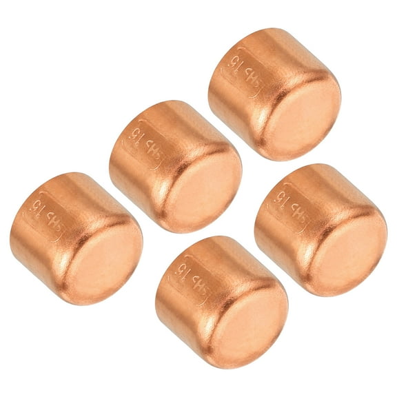 Uxcell 15.07mm(0.59") ID Copper Pipe Fitting End Cap Sweat Plug Solder Connection Plumbing HVAC Air Conditioner 5 Pack