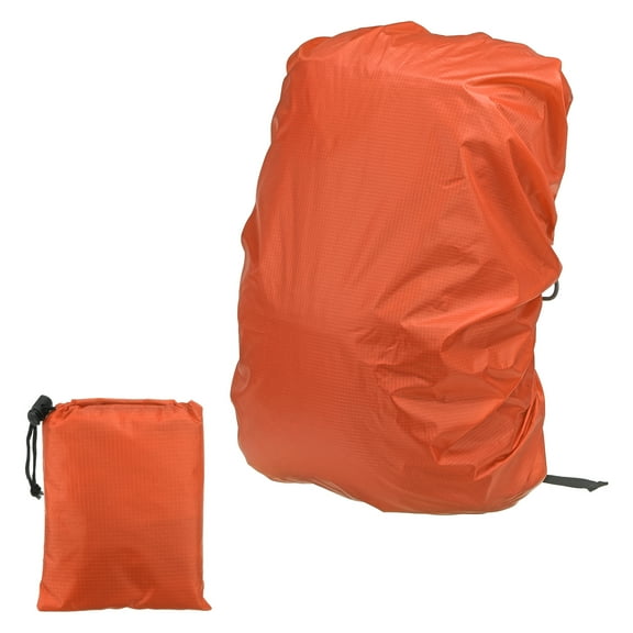 Uxcell 15-25L Backpack Rain Cover with Drawstring Bag, S, Orange Checkered