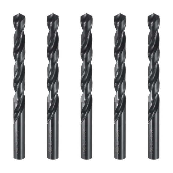 Uxcell 15/32" High-Speed Steel Drill Bits, M35 HSS Twist Drill Bit Jobber Drill Bit with 15/32" Round Straight Shank, Wood, 5pcs