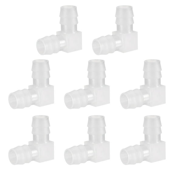 Uxcell 15/32" Hose Barb 90 Degree Elbow L Fitting, (8 Pcs), Plastic 2 Way Equal Barbed Joint Splicer Mender Union Adapter Suit for Water Line