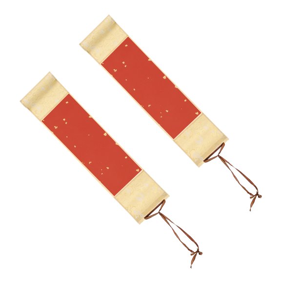 Uxcell 15.4 x 4 Inch Mini Hanging Xuan Paper Scroll Silk Half Raw Ripe Blank Hanging Xuan Paper, 2Pcs, Dark Red