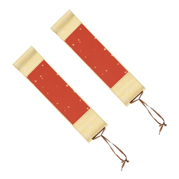 Uxcell 15.4 x 4 Inch Mini Hanging Xuan Paper Scroll Silk Half Raw Ripe Blank Hanging Xuan Paper, 2Pcs, Dark Red