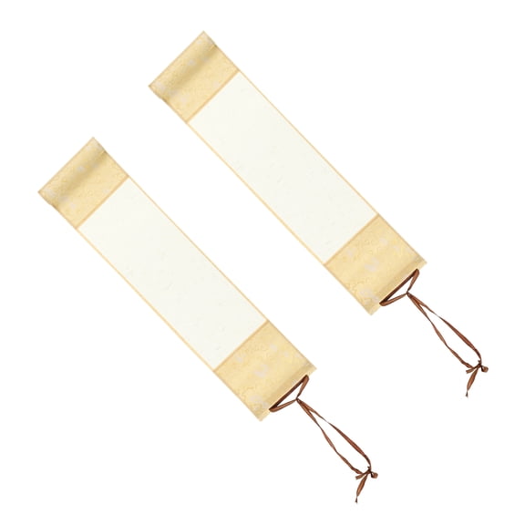 Uxcell 15.4 x 4 Inch Mini Hanging Xuan Paper Scroll Silk Half Raw Ripe Blank Hanging Xuan Paper, 2Pcs, Jute Paper Color