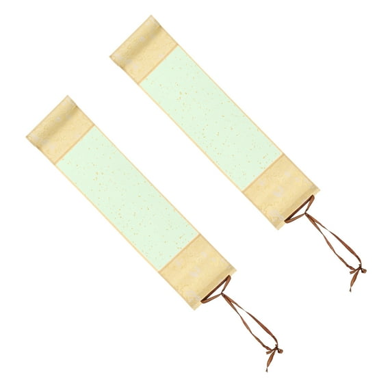 Uxcell 15.4 x 4 Inch Mini Hanging Xuan Paper Scroll Silk Half Raw Ripe Blank Hanging Xuan Paper, 2Pcs, Light Blue