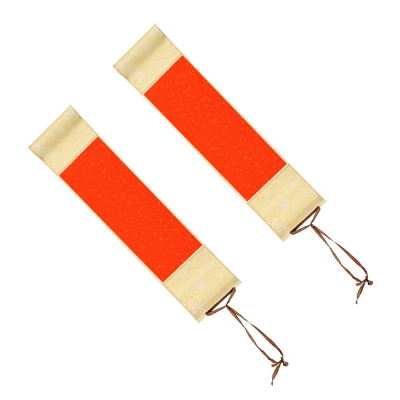 Uxcell 15.4 x 4 Inch Mini Hanging Xuan Paper Scroll Silk Half Raw Ripe Blank Hanging Xuan Paper, 2Pcs, Maximum Red