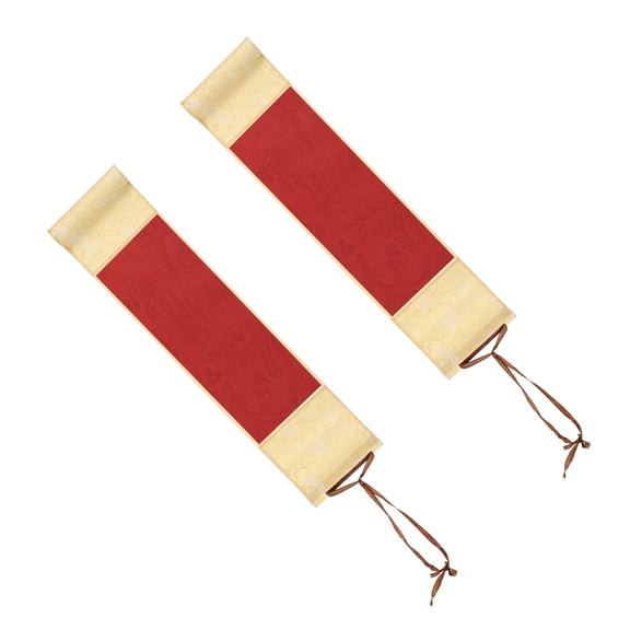 Uxcell 15.4 x 4 Inch Mini Hanging Xuan Paper Scroll Silk Half Raw Ripe Blank Hanging Xuan Paper, 2Pcs, Red