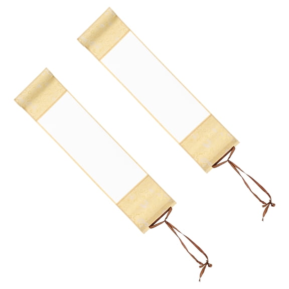 Uxcell 15.4 x 4 Inch Mini Hanging Xuan Paper Scroll Silk Half Raw Ripe Blank Hanging Xuan Paper, 2Pcs, White