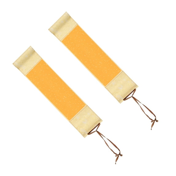 Uxcell 15.4 x 4 Inch Mini Hanging Xuan Paper Scroll Silk Half Raw Ripe Blank Hanging Xuan Paper, 2Pcs, Yellow