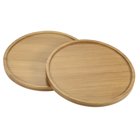 Uxcell 15.5cm OD Round Bamboo Plant Saucer Flowerpot Drip Tray Indoor, 2 Pack