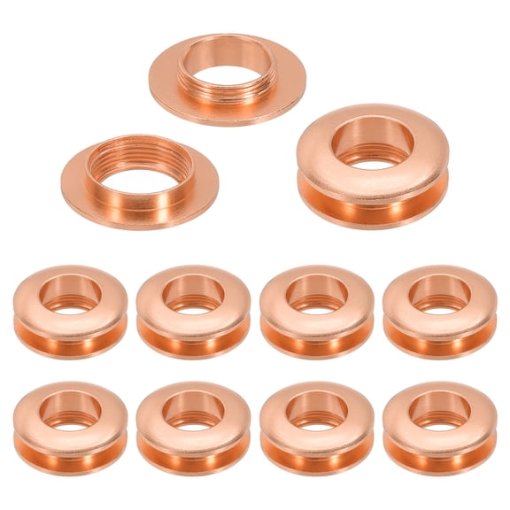 Uxcell 15.5mm(5/8 inch) Solid Brass Hole Eyelets, 10 Pcs Arc Surface Self Backing Grommets with Washer for Leather Craft, Rose Gold