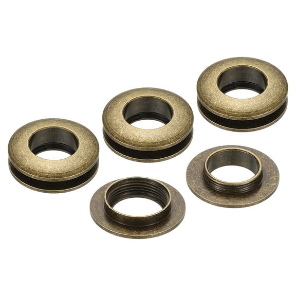 Uxcell 15.5mm(5/8 inch) Solid Brass Hole Eyelets, 4 Pcs Arc Surface Self Backing Grommets with Washer for Leather Craft, Bronze