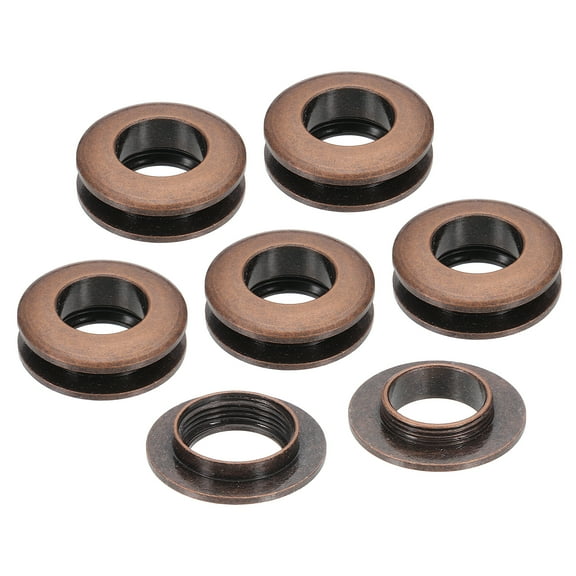 Uxcell 15.5mm(5/8 inch) Solid Brass Hole Eyelets, 6 Pcs Arc Surface Self Backing Grommets with Washer for Leather Craft, Red Bronze