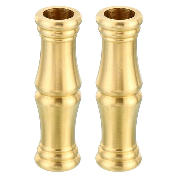Uxcell 15.5x54mm Solid Brass Lamp Neck Threaded Turned Brass Spindle Slips Lamp Finial Pipe Coupling 2 Pack