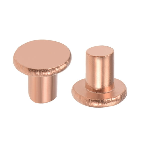 Uxcell 15/64" x 5/16" Flat Head Solid Rivets Fasteners Copper 20pcs